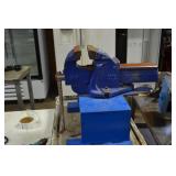 Blue Industrial Vice mounted on metal stand