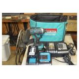 Makiita cordless drill, 2 chargers, w case