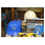 3 hard hats , paint sprayer,100ft tape measure