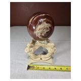3.75' Onyx Sphere w/cast iron angels stand