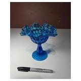 Fenton Ruffled Thumbprint Compote Bowl 6'