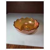 7' Marigold Carnival Tree Bark Glass Bowl