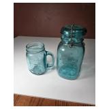 Blue glass jars