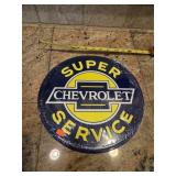 New 12' Chevrolet Super Service Tin Sign