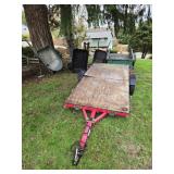 Red Folding Trailer 4'x8' Bed with hitch and title