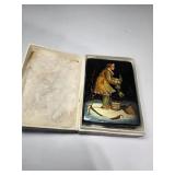VTG Russian Lacquer  Palekh Snuff Box 4'