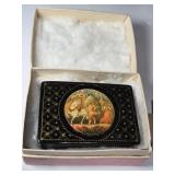VTG Russian Lacquer  Palekh Snuff Box 4'