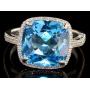 Cushion Cut 4.60 ct Blue Topaz & Diamond Ring