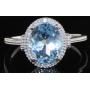 Natural 3.66 ct Swiss Blue Topaz & Diamond Ring