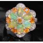 Natural White & Fire Opal Cocktail Ring