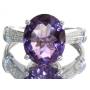 Oval 4.04 ct Natural Amethyst & Diamond Ring