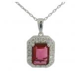 Emerald Cut 2.50 ct Ruby & Diamond Necklace