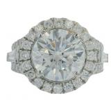14kt Gold 6.63 ct Round Cut VS Lab Diamond Ring