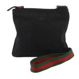 GUCCI Black Canvas Sherry Line Shoulder Bag