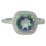 Round 2.50 ct Natural Mystic Topaz & Diamond Ring
