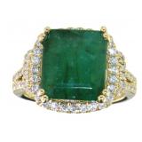 14kt Gold 6.94 ct GIA Emerald & Diamond Ring
