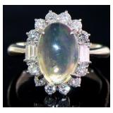 Platinum 3.19 Natural Opal & VS Diamond Ring