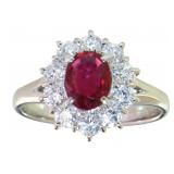 Platinum 1.44 ct Natural Ruby & VS Diamond Ring