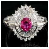Platinum 1.75 ct GIA Ruby & Diamond Ring