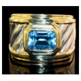 14k Gold/SS DAVID YURMAN Blue Topaz Ring