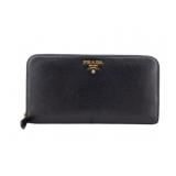 PRADA Black Leather Designer Wallet