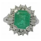 Platinum 6.33ct Natural Emerald & VS Diamond Ring