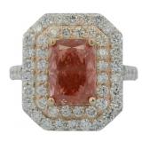 Radiant Cut 4.93 ct Vivid Pink VS Lab Diamond Ring