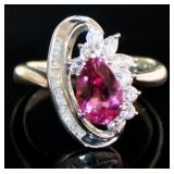 Platinum Natural 2.00 ct Tourmaline & Diamond Ring