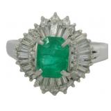 Platinum 1.83ct Natural Emerald & VS Diamond Ring
