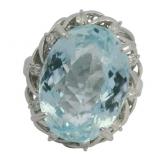Platinum 9.75 ct Natural Aquamarine & Diamond Ring