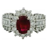 Platinum 2.27 ct Natural Ruby & VS Diamond Ring