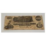 1862 $100 Confederate States Bank Note