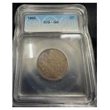 1865  2 Piece Cent