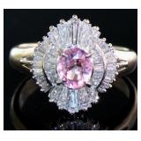 Platinum 1.82 ct Pink Sapphire & Diamond Ring