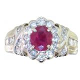 Platinum 1.50 ct Natural Ruby & VS Diamond Ring