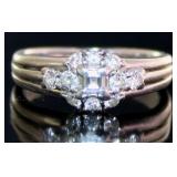 Platinum Natural 3/5 ct Asscher VS Diamond Ring