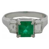 Platinum 1.23 ct Natural Emerald & VS Diamond Ring