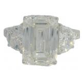 14k Gold 6.23 ct Emerald Cut Lab Diamond Ring