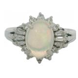 Platinum 1.26 ct Natural Opal & Diamond Ring