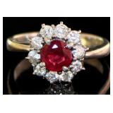 Platinum 2.10 ct Natural Ruby & Diamond Ring