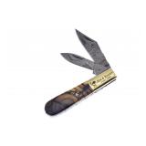 Hen & Rooster Damascus Mammoth Barlow Knife