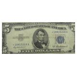 1953 $5 Blue Seal Silver Certificate Note