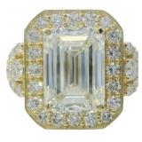 14kt Gold 6.80 ct Emerald Cut Lab Diamond Ring