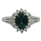 Platinum 1.51 ct Natural Sapphire & Diamond Ring
