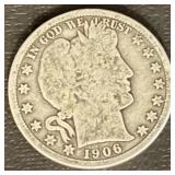 1906 Denver Mint Barber Half Dollar Coin