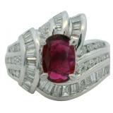 Platinum 2.63 ct Natural Ruby & VS Diamond Ring