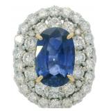 GIA Platinum 6.08 ct Sapphire & VVS Diamond Ring