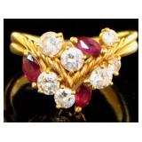 18k Gold 1.41 ct Natural Ruby & Diamond Ring