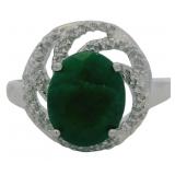 Oval 2.41ct Natural Emerald & Diamond Ring