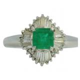 Platinum 4/5 ct Natural Emerald & Diamond Ring